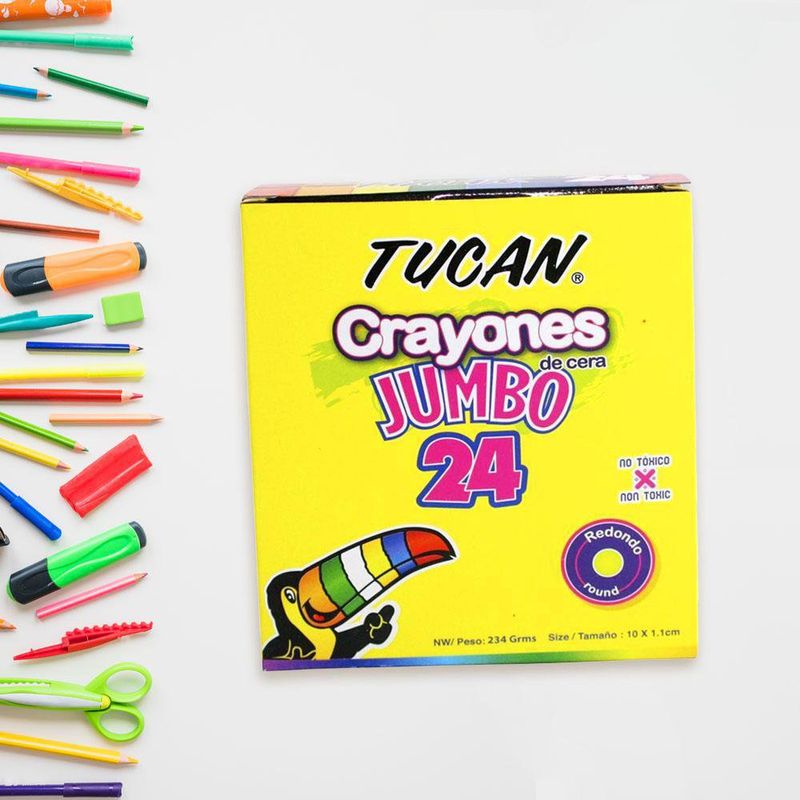 Crayón De Cera Jumbo 24 Colores - Tucan