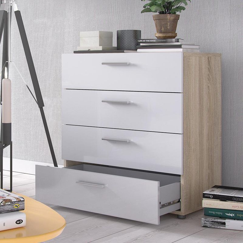 Gavetero 4 Cajones Blanco Y Beige - Tvilum