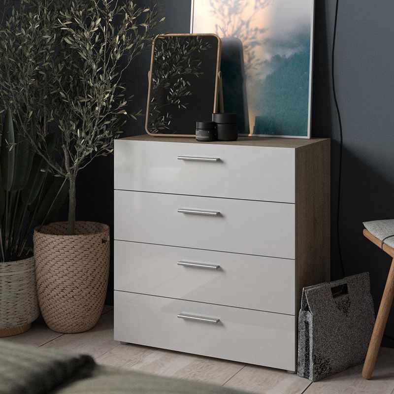 Gavetero 4 Cajones Blanco Y Beige - Tvilum