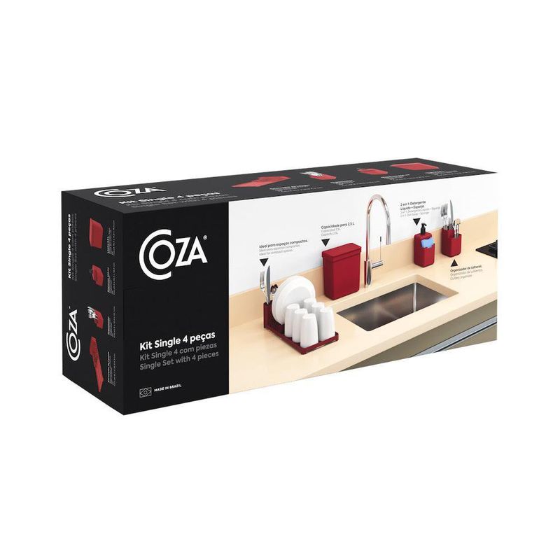 Kit Para Lavaplatos Rojo 4 Pzas - Coza