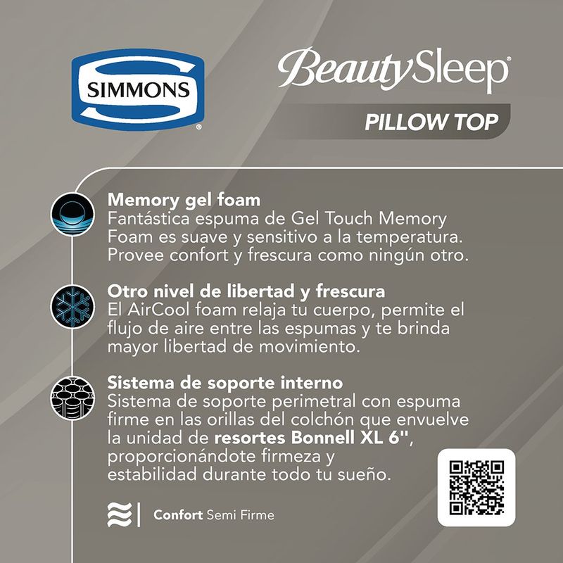 Colchón Beautysleep Pillow Top  - Simmons Varios Tamaños