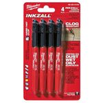 Marcador Industrial Punta Fina Inkzall Negro 4 Pzas - Milwaukee Electric