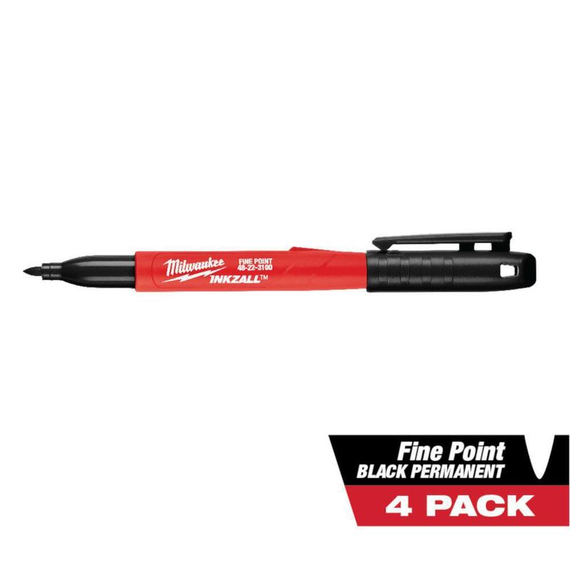Marcador Industrial Punta Fina Inkzall Negro 4 Pzas - Milwaukee Electric