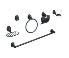 Set de 6 Accesorios para Baño Acero Inoxidable Negro Mate