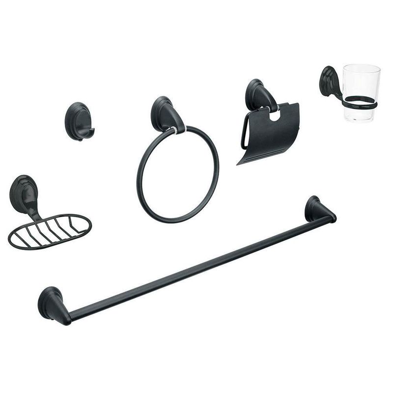 Set de 6 Accesorios para Baño Acero Inoxidable Negro Mate - Foset