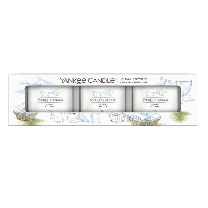 Set De Velas Clean Cotton 3 Pzas - Yankee Candle