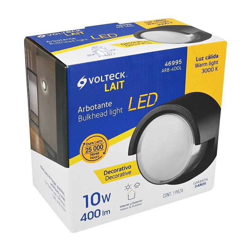 Lampara De Pared Interior/Exterior 10 W LED Luz Cálida - Volteck