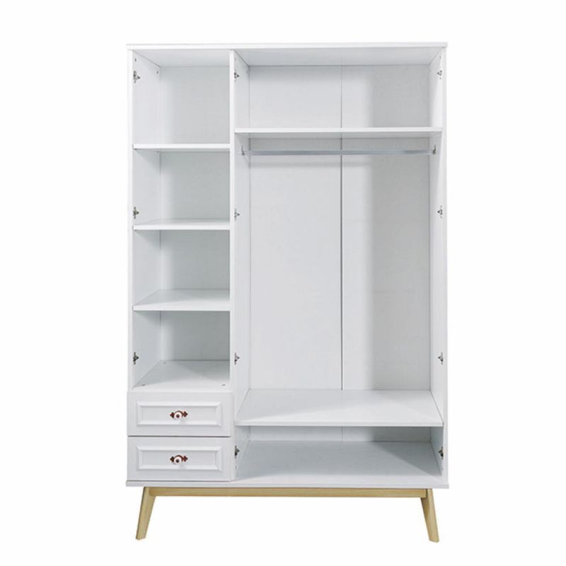 Armario De 3 Puertas Blanco Y Rosa De 132X61X204 Cm - Zmobili