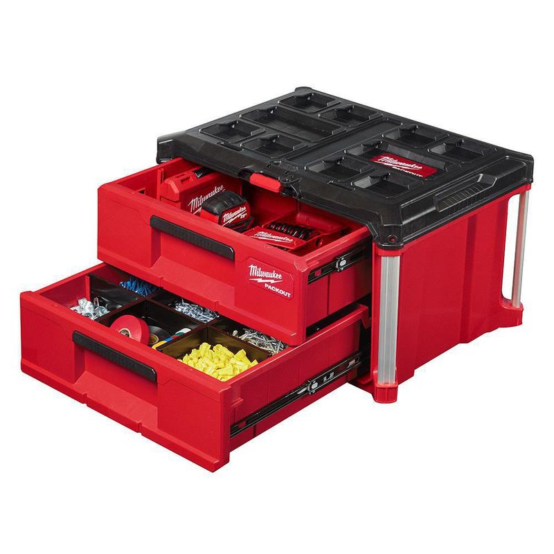 Gabinete Con 2 Cajones Plástico Rojo - Milwaukee Electric