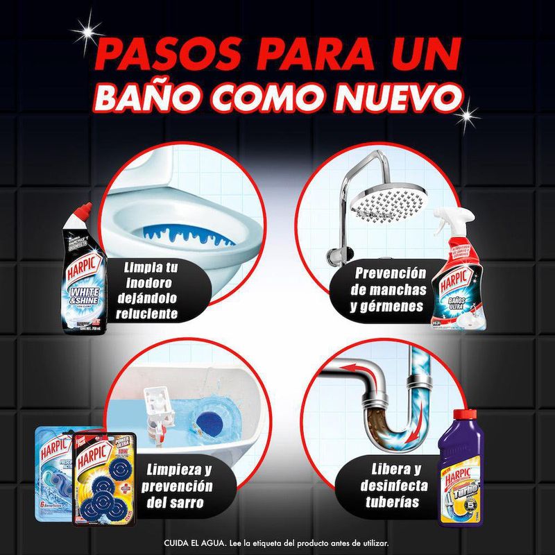 Limpiador líquido para baño Harpic anti hongos con cloro 650 ml