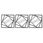 Set De Espejos Borde Negro 3 Pzas 25x25x2 Cm - Concepts