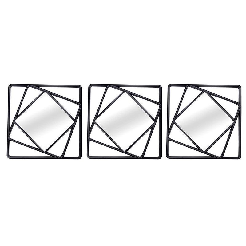 Set De Espejos Borde Negro 3 Pzas 25x25x2 Cm - Concepts