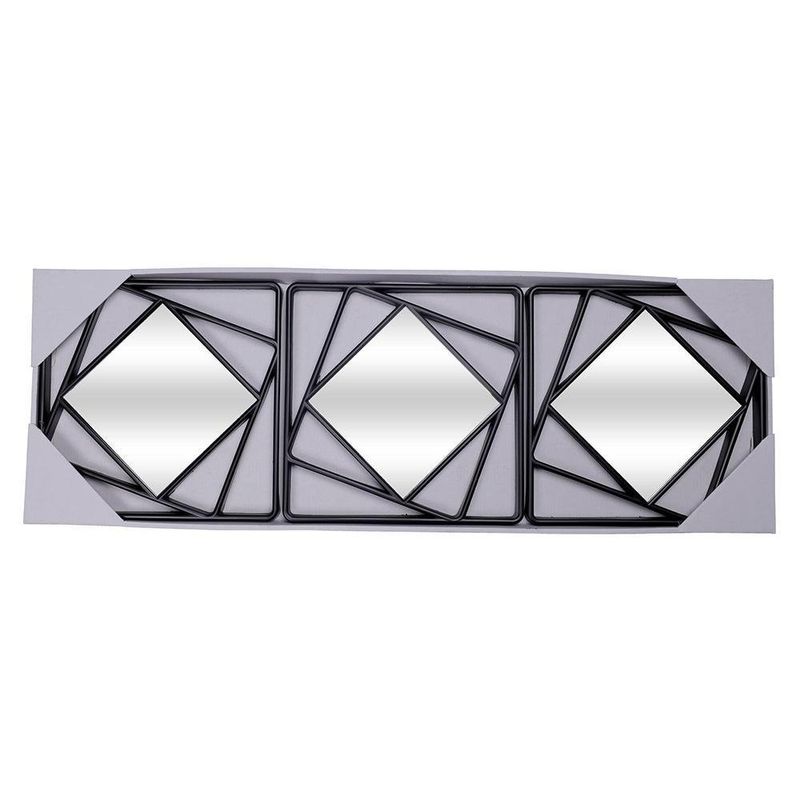 Set De Espejos Borde Negro 3 Pzas 25x25x2 Cm - Concepts