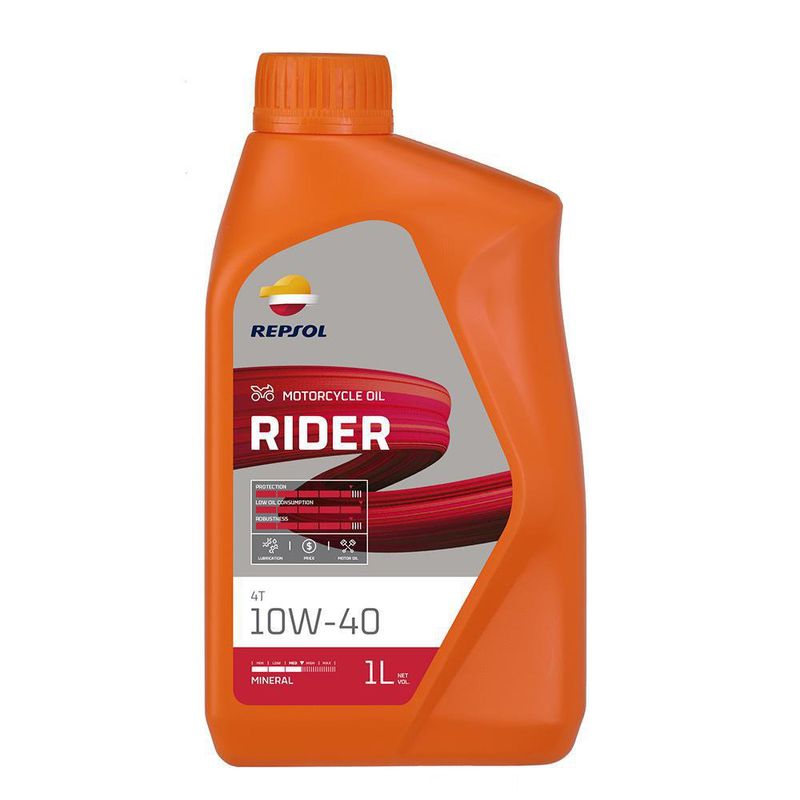 Aceite Para Moto Rider Mineral 4T 10W-40 1 L - Repsol