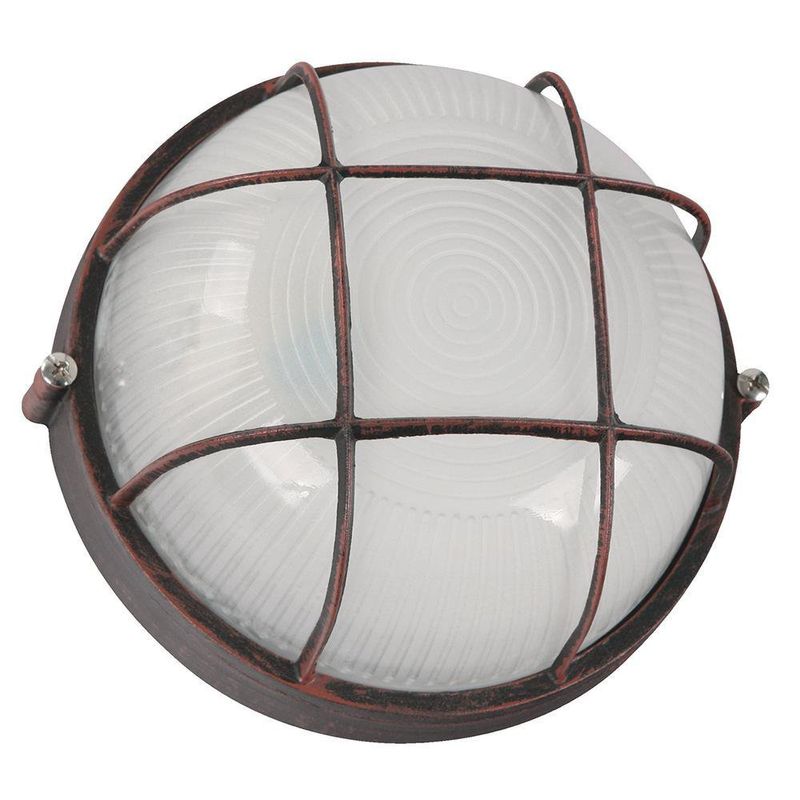 Lámpara Para Pared Exterior Café Óxido Redonda 60 W - Zlumini