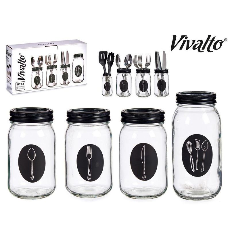 Set X 3 Frascos De Vidrio Con Tapa A Rosca