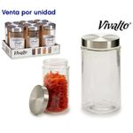 Bote De Cristal Cilíndrico Con Tapa De Acero 1 L