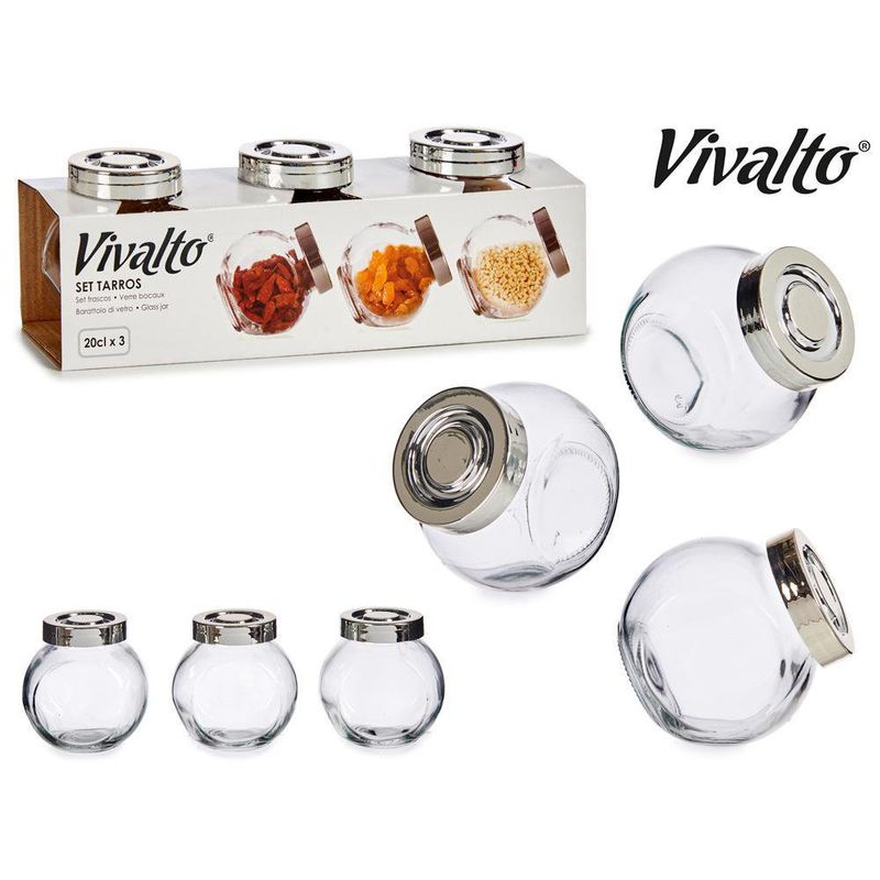 Set De Botes De Cristal Con Tapa 200 Ml 3 Pzas