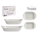 Set De Bandejas De Porcelana Rectangulares Asas Abiertas  2 Pzas