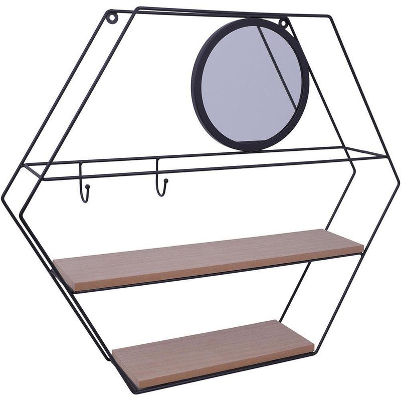 Repisa Hexagonal Con Espejo 51.5x10x45 Cm - Concepts
