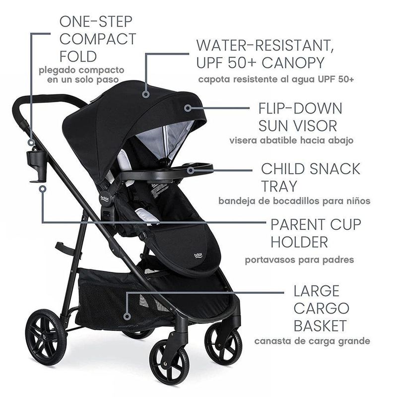 Combo De Carruaje Y Asiento De Auto Willow Brook Baby Negro - Britax