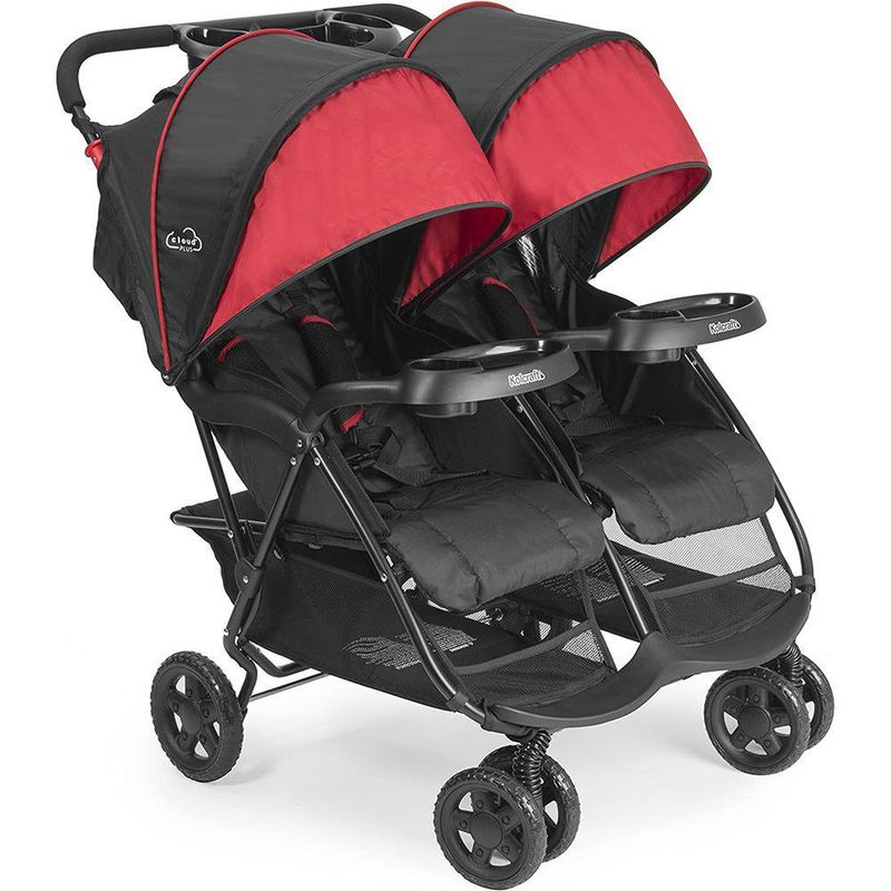 Carruaje Doble Plegable Cloud Plus Negro Y Rojo - Kolcraft