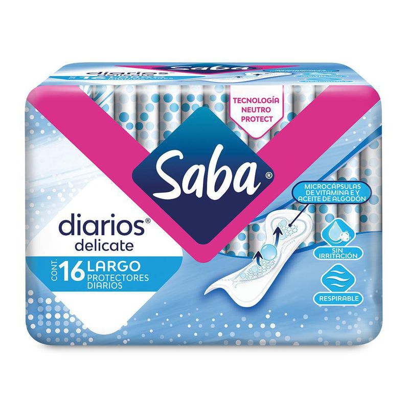 Paquete De Protectores Diarios Delicate 16 Unidades - Saba