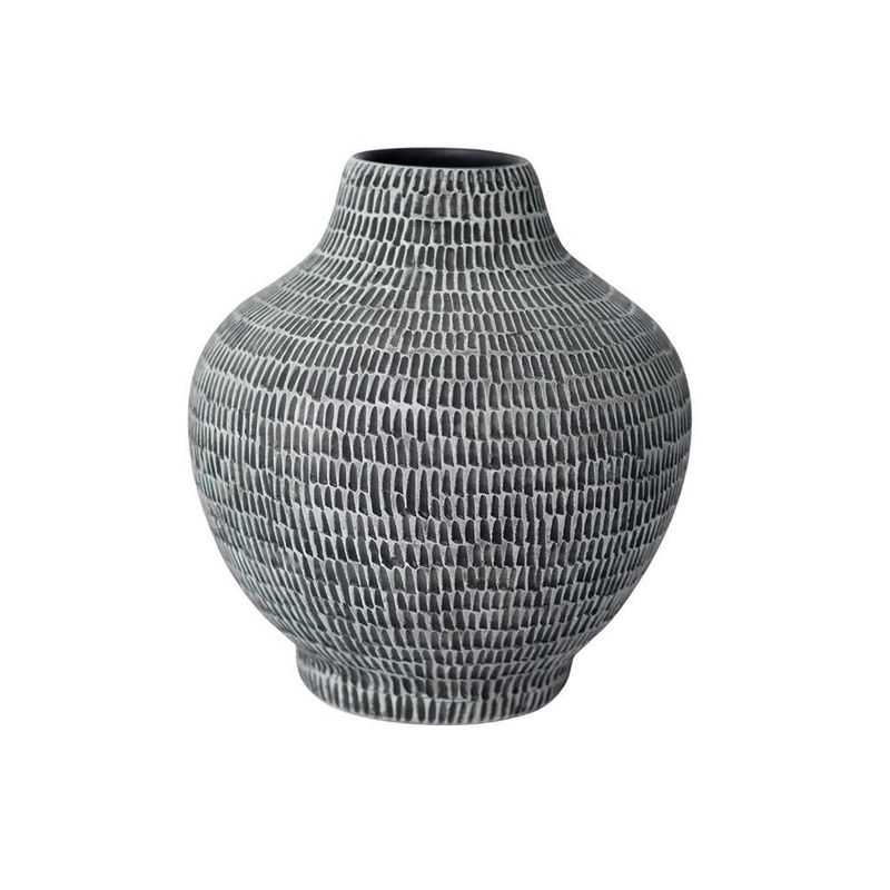 Florero Creta De Cerámica Artesanal Negro 19x22 Cm - Topis