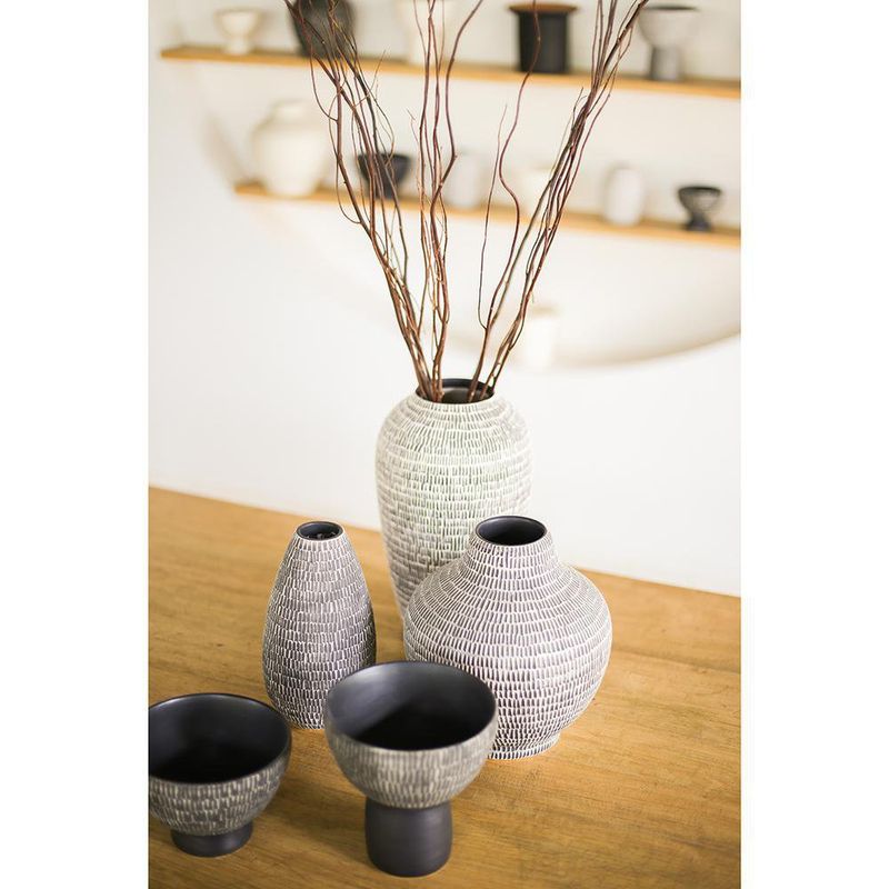 Florero Creta De Cerámica Artesanal Negro 19x22 Cm - Topis