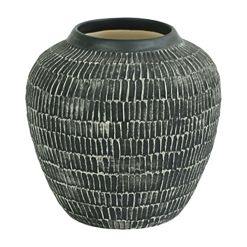 Florero Tokio De Cerámica Artesanal Negro 16x15 Cm - Topis