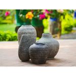 Florero Tokio De Cerámica Artesanal Negro 16x15 Cm - Topis