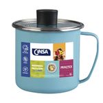Vaso Recto De Acero Vitrificado Con Tapa De Vidrio Templado - Cinsa