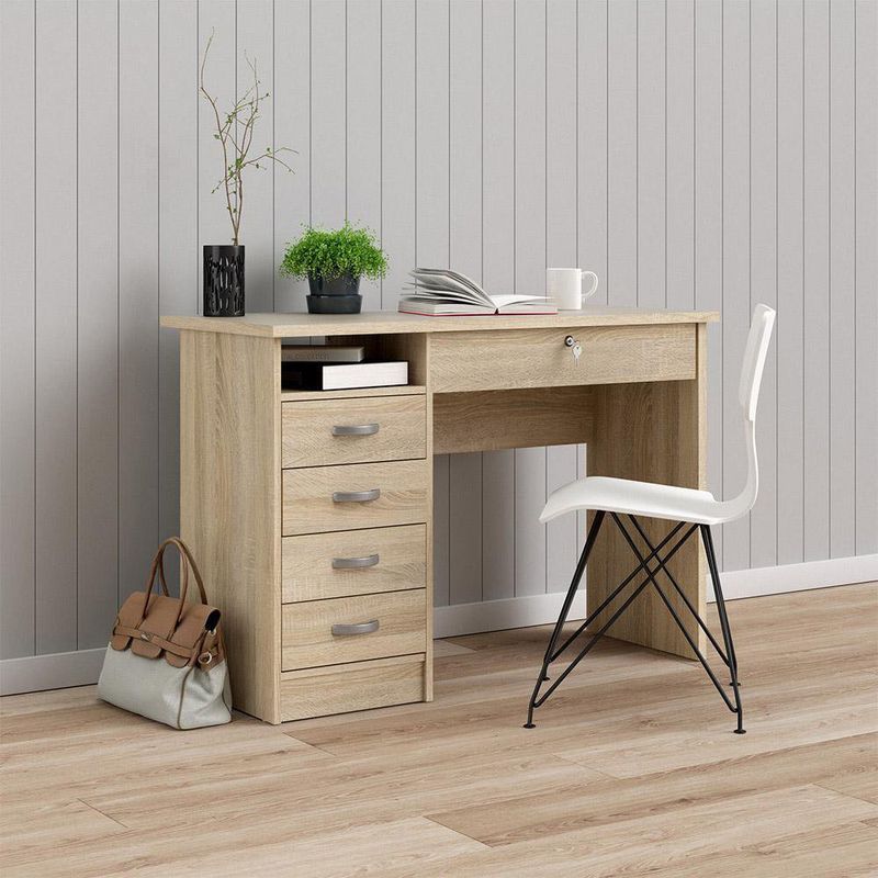 Escritorio-Con-5-Gavetas-Beige-