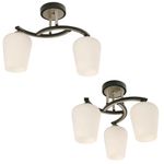 Set de Lámparas de Techo Negro Dorado 2 y 3 luces 60 W - Zlumini