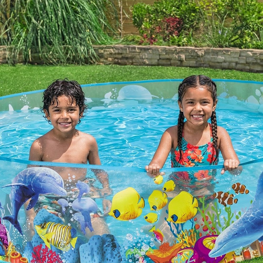 Piscina Rigida Per Bambini In PVC, Diametro 150 Cm, Altezza 30,5 Cm - Facile Da Montare, Sicura, Con Kit Riparazione