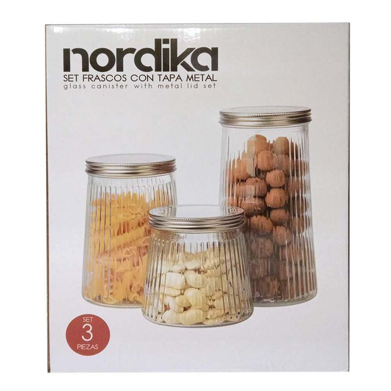 Set De 3 Frascos Con Tapa De Metal - Nordika