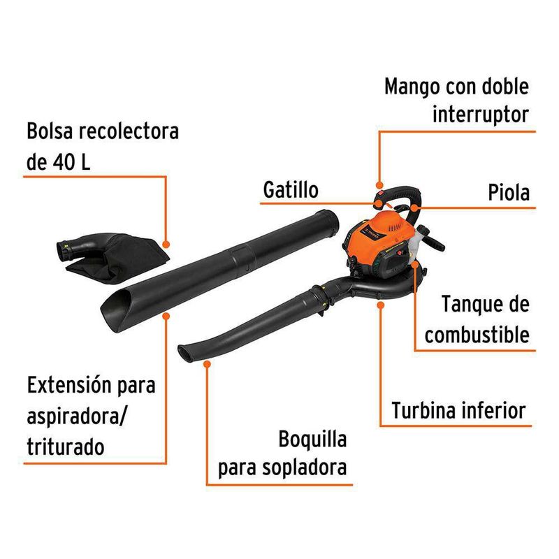 Sopladora Y Aspiradora A Gasolina 26 Cc 1 Hp - Truper
