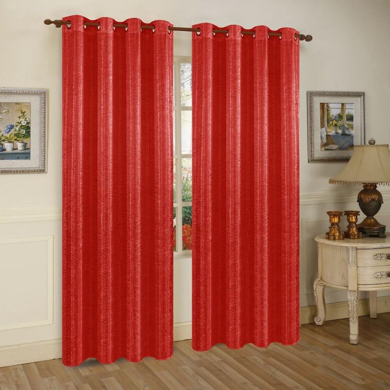 Cortina Color Rojo Diseño Corrugado De 135X240 Cm - Viva