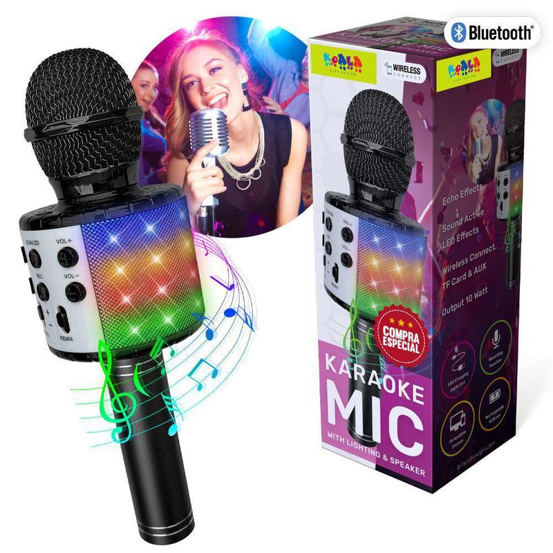 Micrófono Infantil Karaoke Luz Y Sonido 21 Cm Juego Juguete Color Celeste
