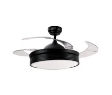 Ventilador Smart de Techo Retráctil con Luz LED Negro y Aspas Transparentes