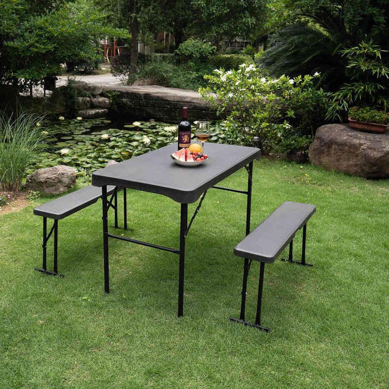Conjunto-de-Mesa-y-Bancas-Plegables-de-3-Piezas-Gris