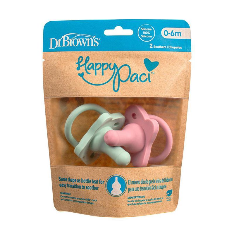 Set De Pepes De Silicón Rosado Y Verde 0-6 M - Dr. Browns