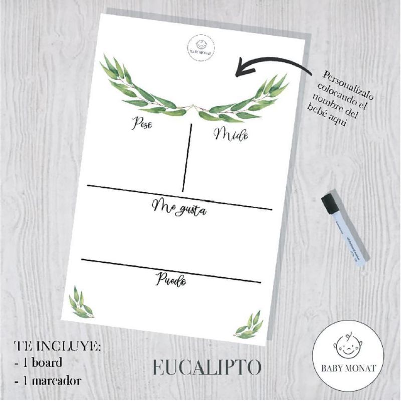 Board de Información Eucalipto Diseños Surtidos - Baby Monat