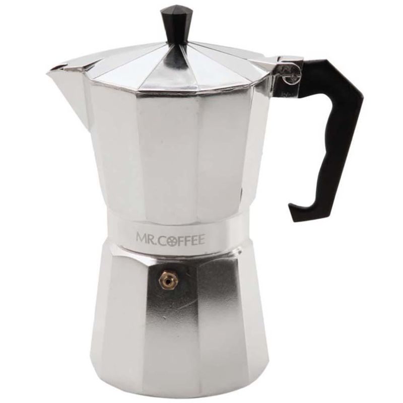 Cafetera espresso de acero inoxidable, 6 tazas, cafetera de campaña Moka de  10.1 fl oz, cafetera italiana de inducción con instrucciones paso a paso