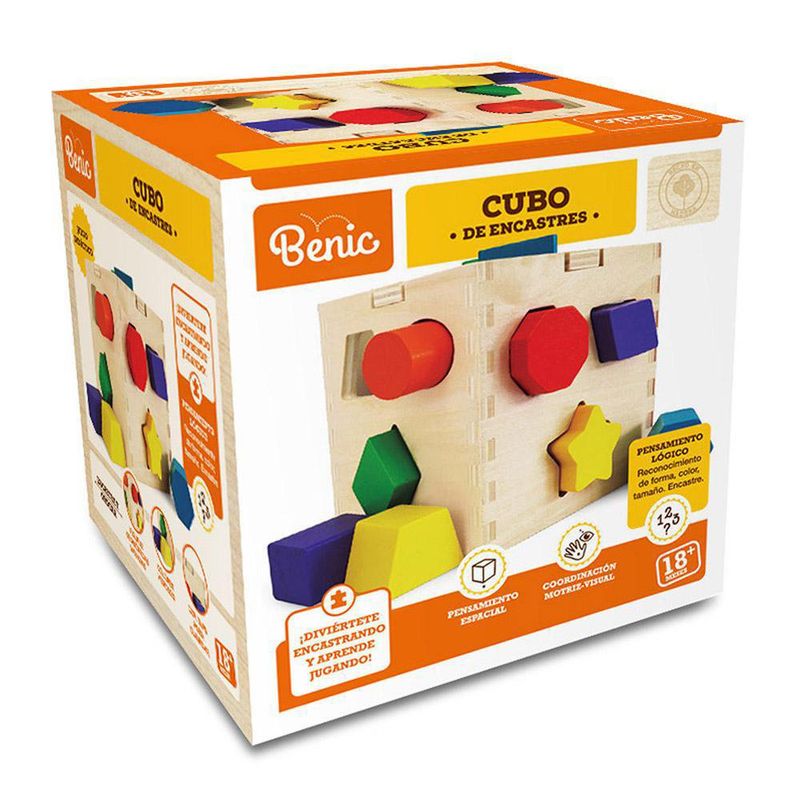 Juego Educativo Cubo De Formas De Madera - Benic