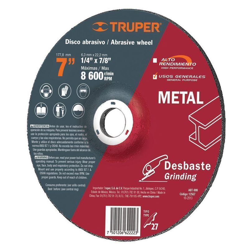 Disco Para Desbaste De Metal 7 Plg - Truper