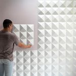 Panel Decorativo Pirámides De Pvc Blanco 19.7 Plg - Ace