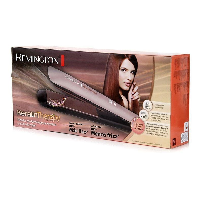 Plancha para cabello Remignton Therapy con Keratina, plancha alisadora para  el pelo con placas en cerámica REMINGTON