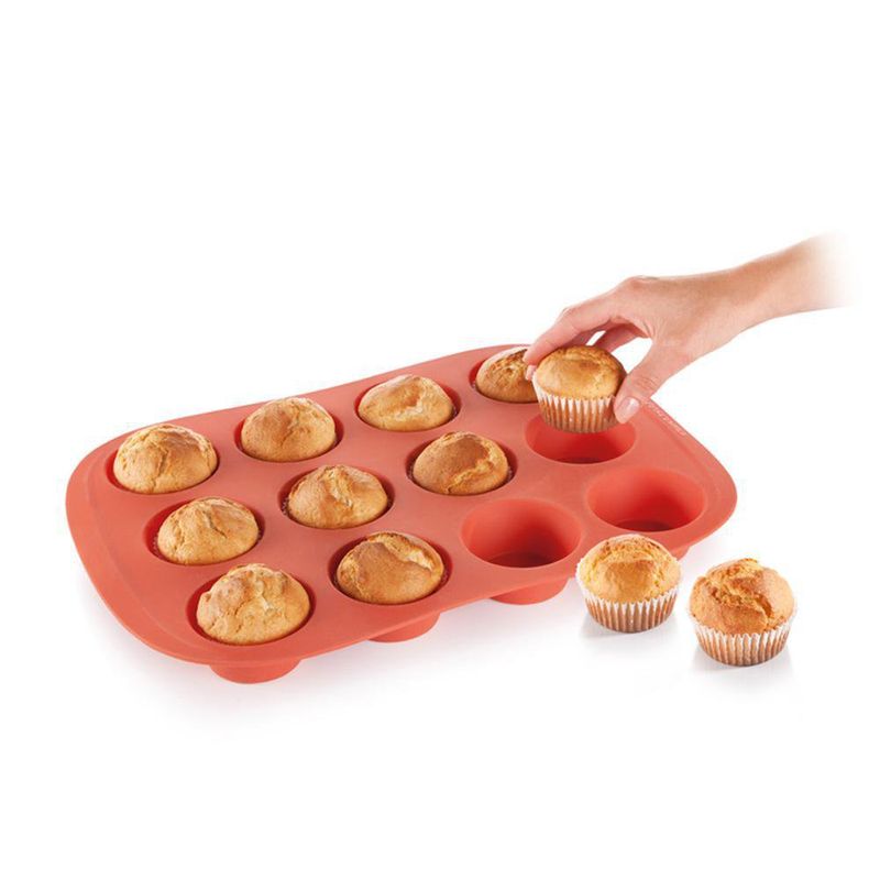 MOLDES MUFFINS DE SILICONA SET X 6 REDONDO NARANJA