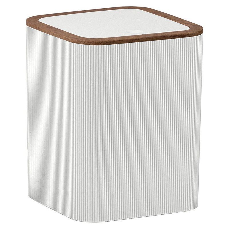 Basurero Cuadrado Blanco Madera 18x18x22.5 Cm - Viva